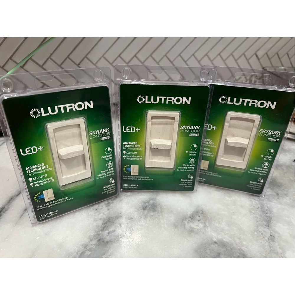 Lutron CTCL-150H-LA Skylark Contour Dimmer Almond lot of 3